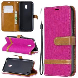 Color Matching Denim Texture Horizontal Flip Leather Case with Holder & Card Slots & Wallet & Lanyard for Nokia 2.2(Red)