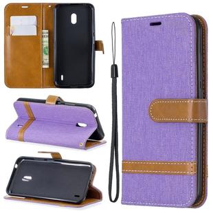 Color Matching Denim Texture Horizontal Flip Leather Case with Holder & Card Slots & Wallet & Lanyard for Nokia 2.2(Purple)