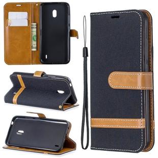 Color Matching Denim Texture Horizontal Flip Leather Case with Holder & Card Slots & Wallet & Lanyard for Nokia 2.2(Black)