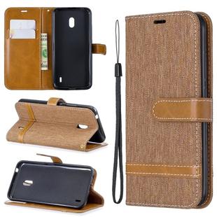 Color Matching Denim Texture Horizontal Flip Leather Case with Holder & Card Slots & Wallet & Lanyard for Nokia 2.2(Brown)