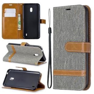 Color Matching Denim Texture Horizontal Flip Leather Case with Holder & Card Slots & Wallet & Lanyard for Nokia 2.2(Grey)