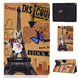 Colored Drawing Universal Voltage Craft Cloth TPU Protective Case, with Holder & Sleep / Wake-up Function & Card Slots & Anti-slip Strip for Galaxy Tab A 8.0 & S Pen (2019) / P355(Eiffel Tower)