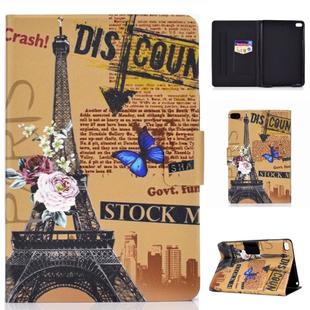 Colored Drawing Universal Voltage Craft Cloth TPU Protective Case, with Holder & Sleep / Wake-up Function & Card Slots & Anti-slip Strip for iPad Mini1 / 2 / 3 / 4 / 5(Eiffel Tower)