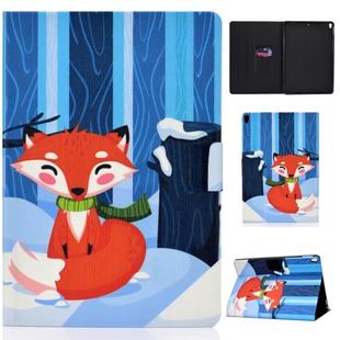 Colored Drawing Universal Voltage Craft Cloth TPU Protective Case, with Holder & Sleep / Wake-up Function & Card Slots & Anti-slip Strip for iPad Pro 10.5 Inch / iPad Air (2019)(Red Fox)