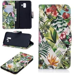 3D Colored Drawing Horizontal Flip Leather Case with Holder & Card Slots & Wallet For Galaxy A6 (2018)(Banana Leaf)