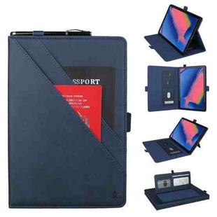 Horizontal Flip Double Bracket Leather Case for Galaxy Tab A 8 (2019) P200 / P205, with Card Slots & Photo Frame & Pen Slot(Blue)