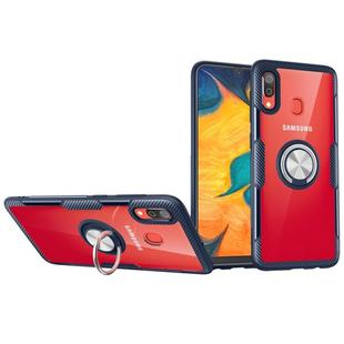 Transparent TPU Protective Case with 360 Degree Magnetic Rotation Holder For Galaxy A30(Navy Blue)