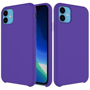 For iPhone 11 Solid Color Liquid Silicone Shockproof Case (Purple)