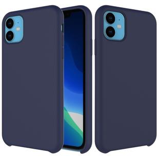 For iPhone 11 Solid Color Liquid Silicone Shockproof Case (Navy Blue)