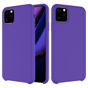 For iPhone 11 Pro Max Solid Color Liquid Silicone Shockproof Case (Purple)