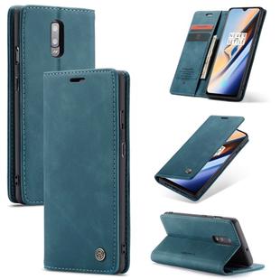 CaseMe-013 Multi-functional Retro Frosted Horizontal Flip Leather Case with Card Slot & Holder & Wallet For OnePlus 7(Blue)