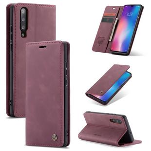 CaseMe-013 Multi-functional Retro Frosted Horizontal Flip Leather Case with Card Slot & Holder & Wallet For Xiaomi Mi 9(Wine Red)