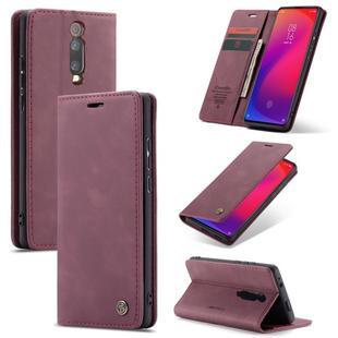 CaseMe-013 Multi-functional Retro Frosted Horizontal Flip Leather Case with Card Slot & Holder & Wallet For Xiaomi Mi 9T Pro / Redmi K20 Pro / Xiaomi Mi 9T / Redmi K20(Wine Red)