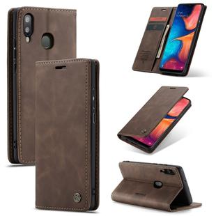 CaseMe-013 Multi-functional Retro Frosted Horizontal Flip Leather Case with Card Slot & Holder & Wallet For Galaxy A20e(Coffee)