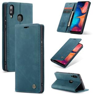 CaseMe-013 Multi-functional Retro Frosted Horizontal Flip Leather Case with Card Slot & Holder & Wallet For Galaxy A20e(Blue)