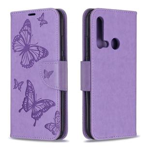 Two Butterflies Embossing Pattern Horizontal Flip Leather Case with Holder & Card Slot & Wallet & Lanyard for Huawei P20 lite (2019) / nova 5i(Purple)