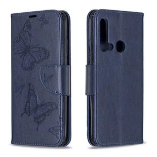 Two Butterflies Embossing Pattern Horizontal Flip Leather Case with Holder & Card Slot & Wallet & Lanyard for Huawei P20 lite (2019) / nova 5i(Dark Blue)