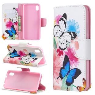 Colored Drawing Pattern Horizontal Flip Leather Case with Holder & Card Slots & Wallet For Xiaomi Redmi 7A(Two Butterflies)