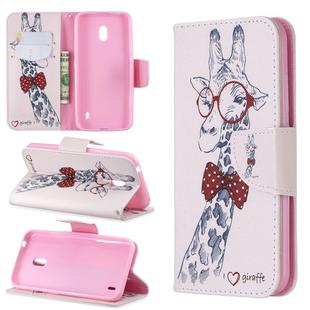 Colored Drawing Pattern Horizontal Flip Leather Case with Holder & Card Slots & Wallet For Nokia 2.2(Giraffe)