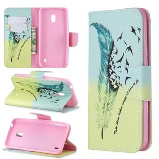 Colored Drawing Pattern Horizontal Flip Leather Case with Holder & Card Slots & Wallet For Nokia 2.2(Feather Bird)