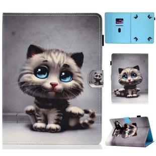 Colored Drawing Stitching Universal Horizontal Flip Leather Case, with Holder & Card Slots for 8 inch Tablet PC(Cat)