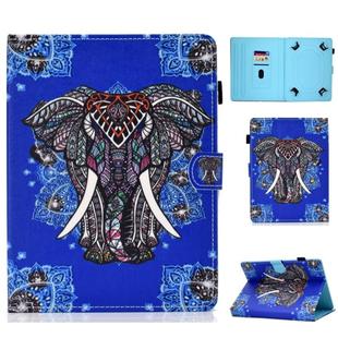 Colored Drawing Stitching Universal Horizontal Flip Leather Case, with Holder & Card Slots for 8 inch Tablet PC(Elephant)