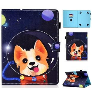 Colored Drawing Stitching Universal Horizontal Flip Leather Case, with Holder & Card Slots for 8 inch Tablet PC(Dog)