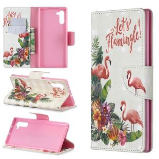 3D Colored Drawing Pattern Horizontal Flip Leather Case with Holder & Card Slots & Wallet For Galaxy Note10(English Flamingo)