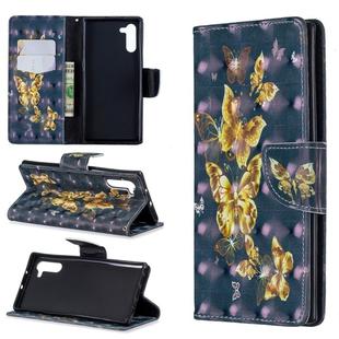 3D Colored Drawing Pattern Horizontal Flip Leather Case with Holder & Card Slots & Wallet For Galaxy Note10(Black Background Butterfly)