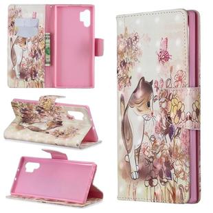 3D Colored Drawing Pattern Horizontal Flip Leather Case with Holder & Card Slots & Wallet For Galaxy Note10+(Cat)