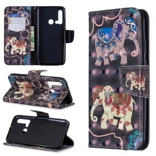 3D Colored Drawing Pattern Horizontal Flip Leather Case with Holder & Card Slots & Wallet For Huawei P20 lite (2019) / nova 5i(Two Elephants)