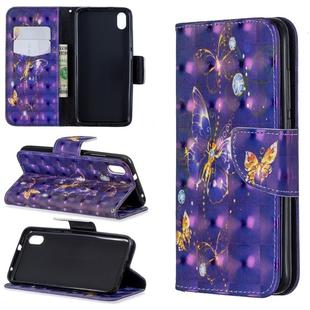 3D Colored Drawing Pattern Horizontal Flip Leather Case with Holder & Card Slots & Wallet For Xiaomi Redmi 7A(Purple Butterfly)