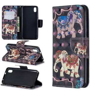 3D Colored Drawing Pattern Horizontal Flip Leather Case with Holder & Card Slots & Wallet For Xiaomi Redmi 7A(Two Elephants)