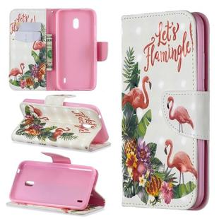 3D Colored Drawing Pattern Horizontal Flip Leather Case with Holder & Card Slots & Wallet For Nokia 2.2(English Flamingo)