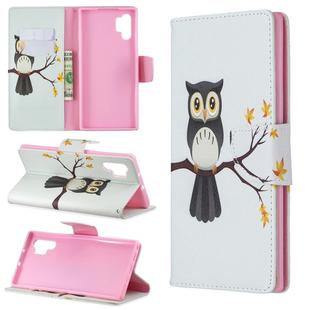 Colored Drawing Pattern Horizontal Flip Leather Case with Holder & Card Slots & Wallet For Galaxy Note10+(Owl on the Tree)