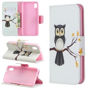 Colored Drawing Pattern Horizontal Flip Leather Case with Holder & Card Slots & Wallet For Xiaomi Redmi 7A(Owl on the Tree)
