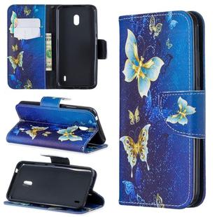 Colored Drawing Pattern Horizontal Flip Leather Case with Holder & Card Slots & Wallet For Nokia 2.2(Golden Butterfly)