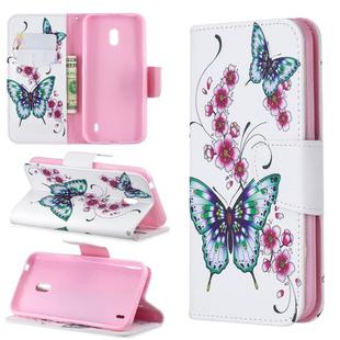 Colored Drawing Pattern Horizontal Flip Leather Case with Holder & Card Slots & Wallet For Nokia 2.2(Peach Blossom and Butterfly)