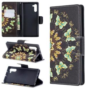 Colored Drawing Pattern Horizontal Flip Leather Case with Holder & Card Slots & Wallet For Galaxy Note10(Semicircular Butterflies)