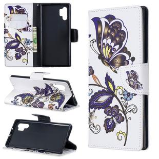Colored Drawing Pattern Horizontal Flip Leather Case with Holder & Card Slots & Wallet For Galaxy Note10+(White Butterfly)
