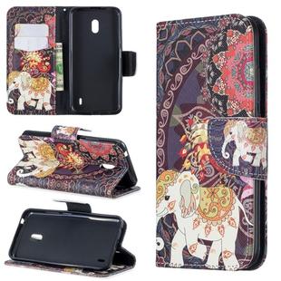 Colored Drawing Pattern Horizontal Flip Leather Case with Holder & Card Slots & Wallet For Nokia 2.2(Flower Elephant)