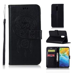 Wind Chime Owl Embossing Pattern Horizontal Flip Leather Case with Holder & Card Slots & Wallet For LG Q Stylo 5(Black)