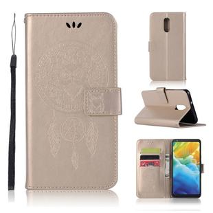 Wind Chime Owl Embossing Pattern Horizontal Flip Leather Case with Holder & Card Slots & Wallet For LG Q Stylo 5(Gold)