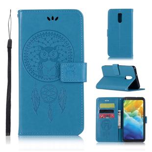 Wind Chime Owl Embossing Pattern Horizontal Flip Leather Case with Holder & Card Slots & Wallet For LG Q Stylo 5(Blue)