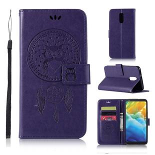 Wind Chime Owl Embossing Pattern Horizontal Flip Leather Case with Holder & Card Slots & Wallet For LG Q Stylo 5(Purple)