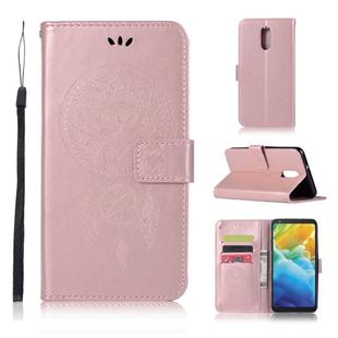 Wind Chime Owl Embossing Pattern Horizontal Flip Leather Case with Holder & Card Slots & Wallet For LG Q Stylo 5(Rose Gold)