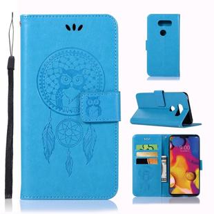 Wind Chime Owl Embossing Pattern Horizontal Flip Leather Case with Holder & Card Slots & Wallet For LG V40 ThinQ(Blue)