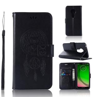 Wind Chime Owl Embossing Pattern Horizontal Flip Leather Case with Holder & Card Slots & Wallet For Motorola Moto G7 Play(Black)