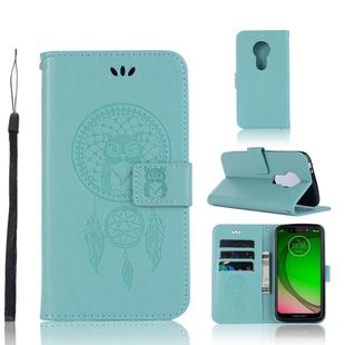Wind Chime Owl Embossing Pattern Horizontal Flip Leather Case with Holder & Card Slots & Wallet For Motorola Moto G7 Play(Green)