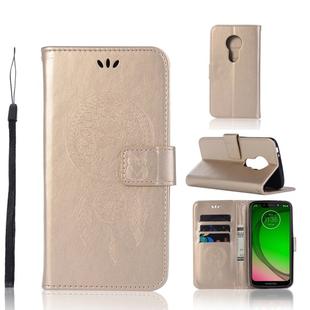 Wind Chime Owl Embossing Pattern Horizontal Flip Leather Case with Holder & Card Slots & Wallet For Motorola Moto G7 Play(Gold)
